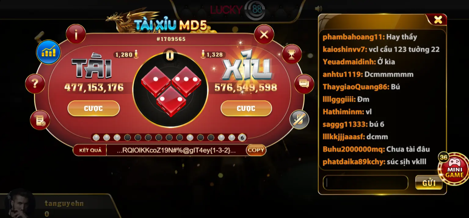 Chơi Tài Xỉu MD5 Lucky88 không khó, nhận tiền thưởng liền tay